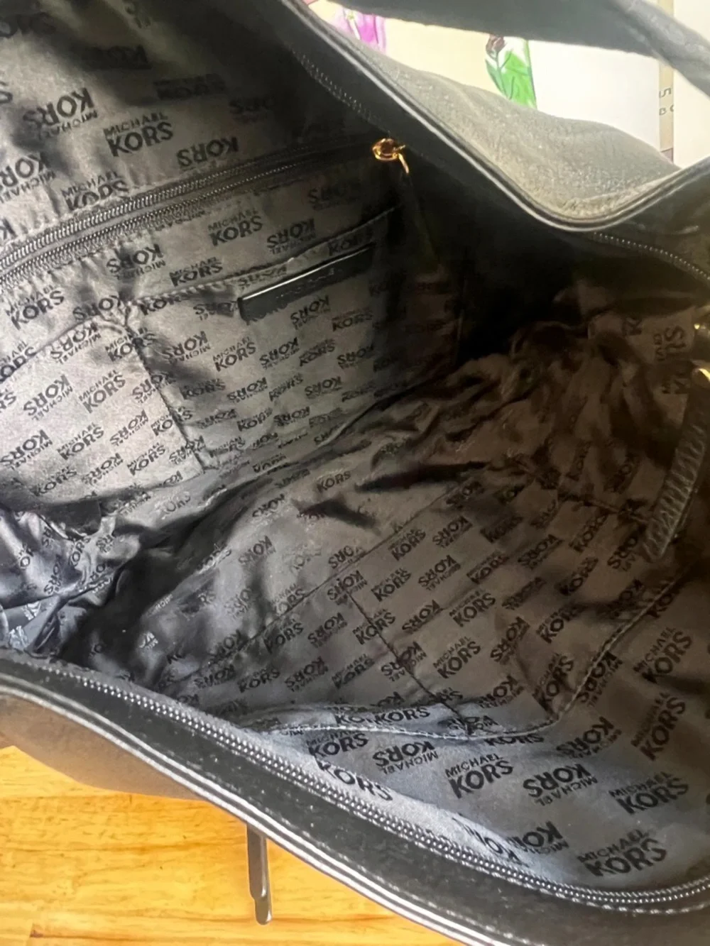 Michael Kors Austin Black Leather Hobo Bag with Gold Hardware - Picture 6 of 11